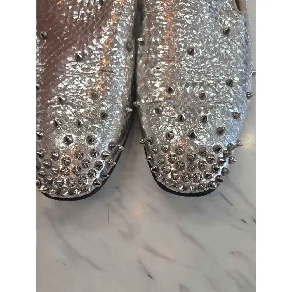 Christian Louboutin Silver Spike-Embellished Men’s Loafers